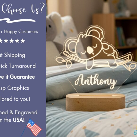 Personalized Koala Night Light – Custom LED Lamp for Kids - Picture 4 of 8